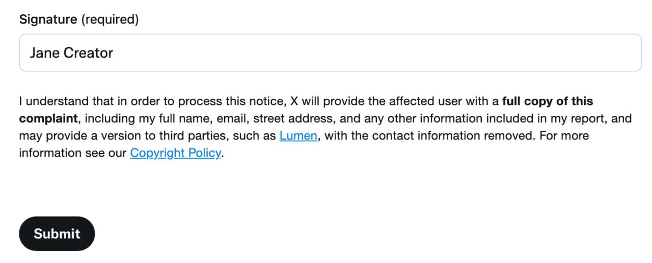 Signature and submit